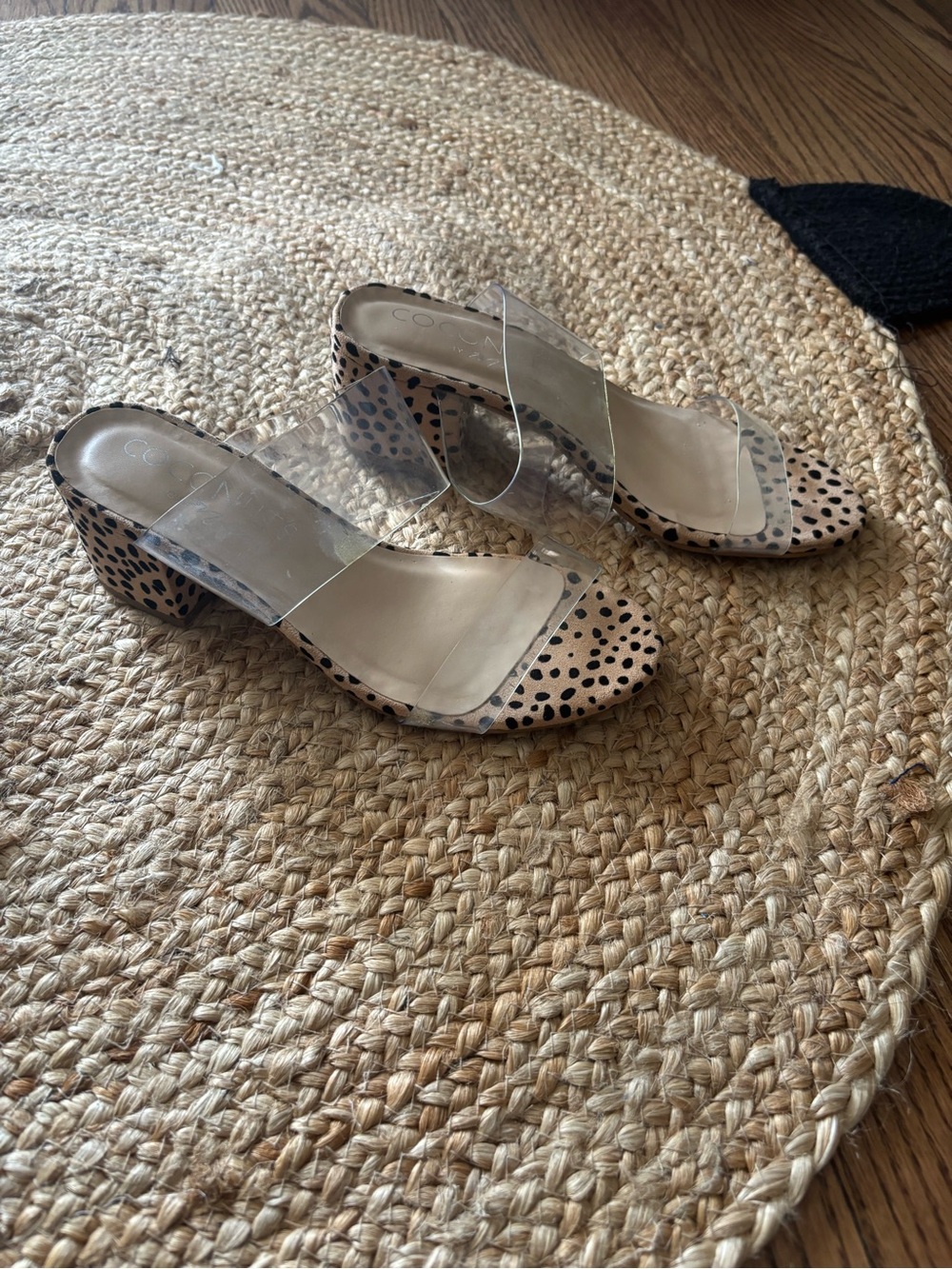 Clear Strap Leopard Print Block Heel Sandals - Women